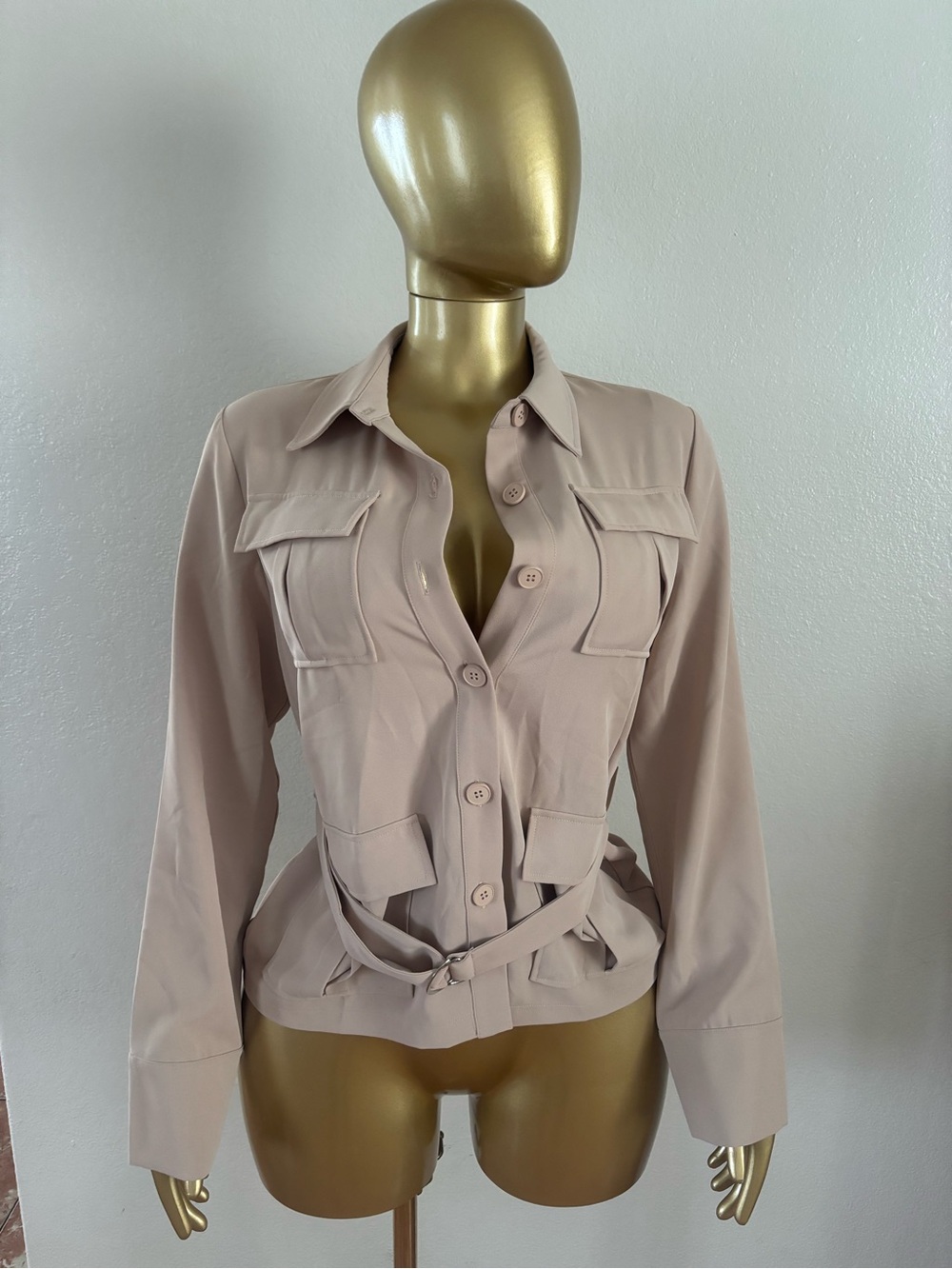 Tea n Cup Dusty Pink Utility Jacket with Waist Tie